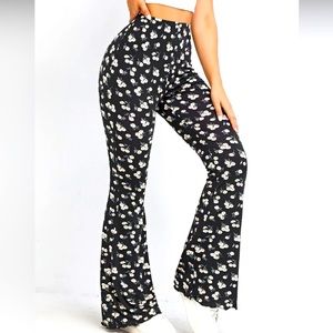 Floral high waist flare leg pants
